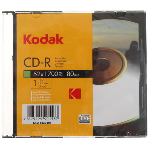 Диск CD-R 700 Mb Slim Case (Kodak) 52x, Printable