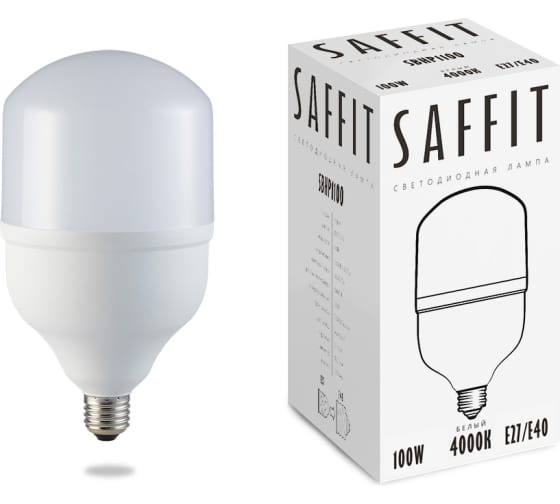 Лампа светодиодная LED 100вт Е27/Е40 дневной SAFFIT