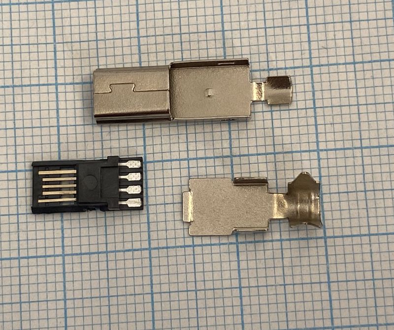 Mini USB-B, вилка на кабель, 5 конт.