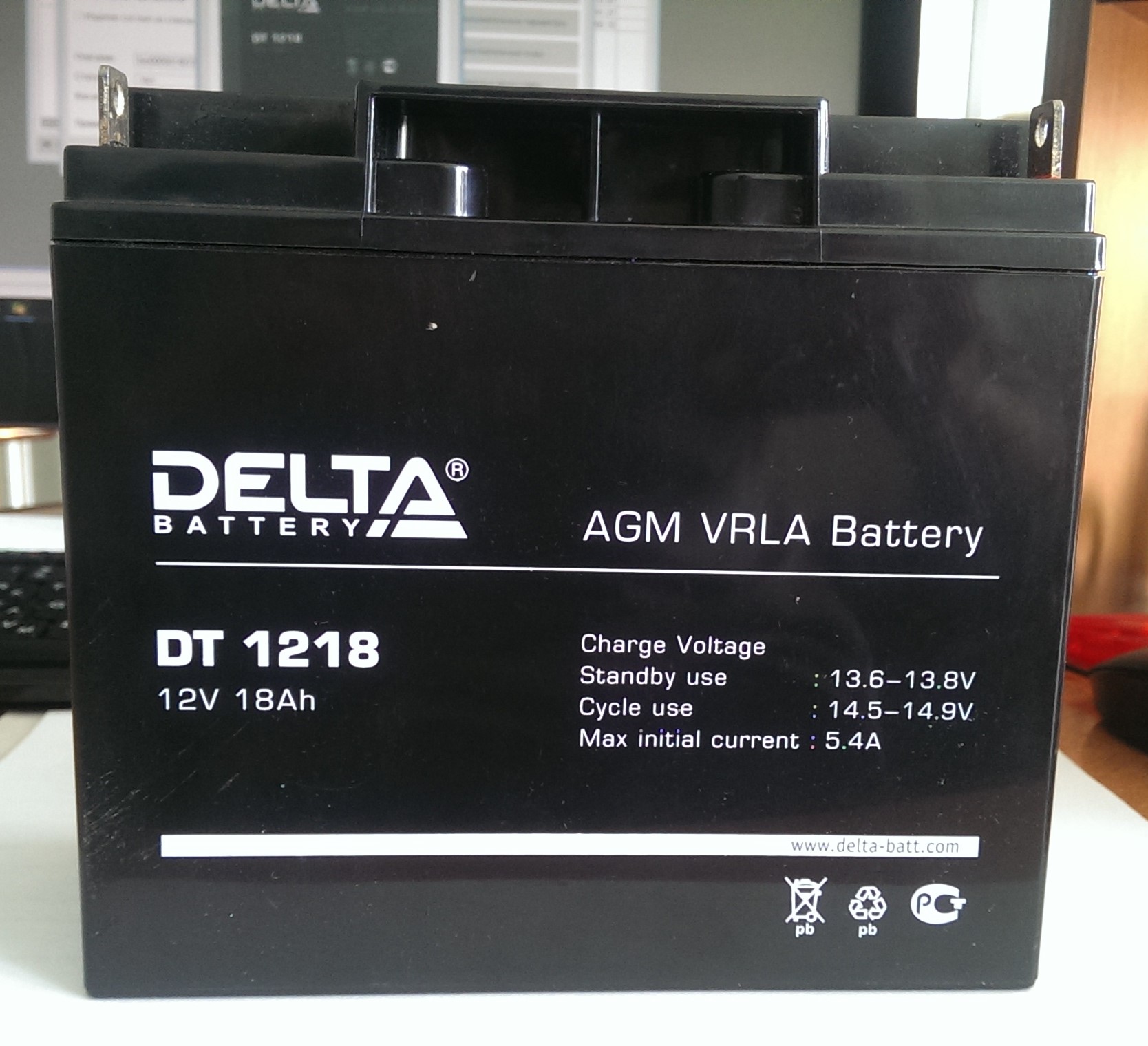 DT 1218, аккумулятор 12В 18Ач 181х76х167