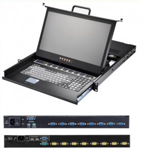 AMK508-17WCBRU, Консоль 1U, 17.3", 1920x 1080, LCD keyboard drawer, 8 port Combo KVM, RU K/B, touchpad, 8* 1.8m KVM cables Touchpad