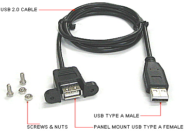 Кабель USB TYPE A - PANEL F TO M 2ft