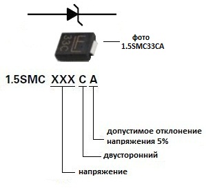 1.5SMC6.8A, диод