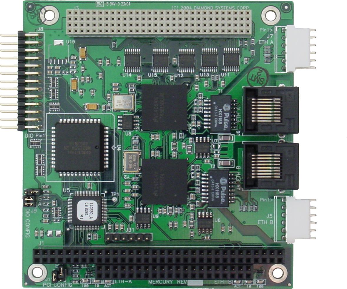 MRC-224-XT, плата Dual Port 10/100Mbps Ethernet + 24 Digital I/O PC/104-Plus