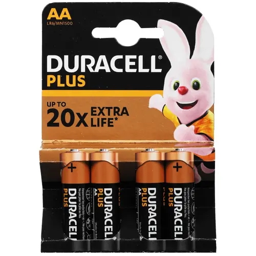 Батарейка Duracell Plus AA (щелочная, 4 шт)