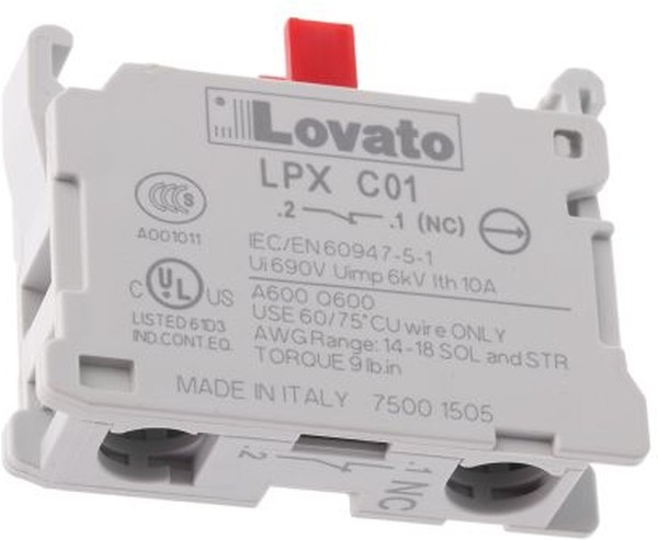 LPX C01, вспомогательный контакт 1НЗ с креплением под винт LPXC01