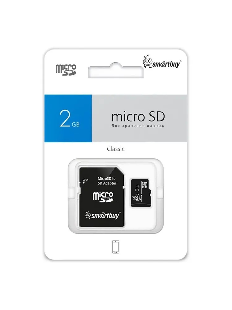 SB2GBSD-01, карта памяти MicroSD 2 Gb