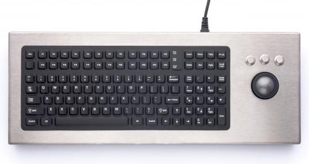 DT-2000-TB-PS2-CYR, русифицированная защищенная клавиатура в настольном исполнении, 114-клавишн., интегрирован. 38 мм трекбол, корп
