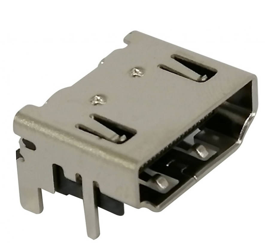208658-1001, разъём HDMI v2.1 Receptacle, Right-Angle, 0.76µm Gold(Au) Plating, without Mylar, without Flange, Tape and Reel, 19 Circuits
