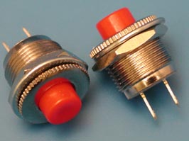 PSW-3-R, кнопка круглая 6мм 220В 0,3А крепл. гайка НР (красная)